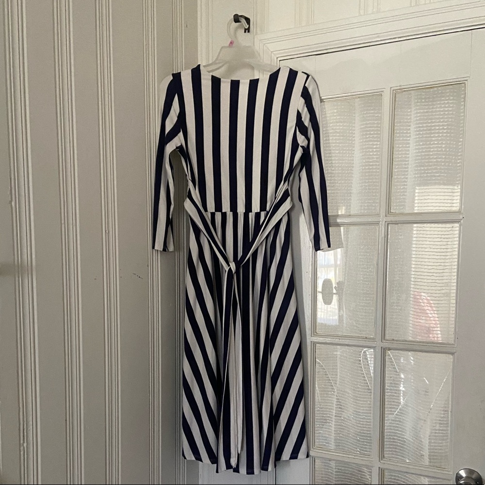 Boutique navy and white stripped middi dress